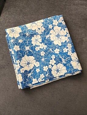 Blue and White Floral Cotton Fabric 90"x44"